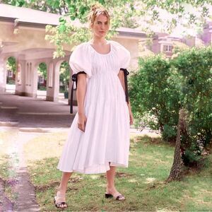 Eliza Faulkner Jolen Bow Sleeve Dress in Black White Size Medium